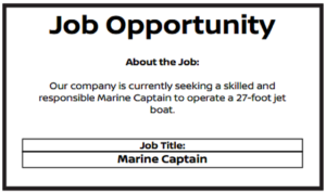 Our company is currently seeking Marine Captain to operate a 27-foot jet boat : Qatar