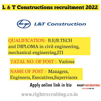 L & T RECRUITMENT FOR FRESHERS