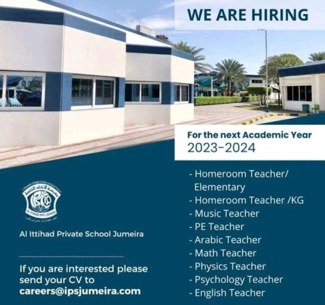 Al Ittihad Private School Jumeira Hiring now the Following positions in UAE