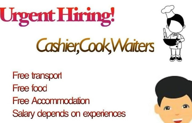 Urgent Hiring! Cashier,Cook,Waiters in kuwait