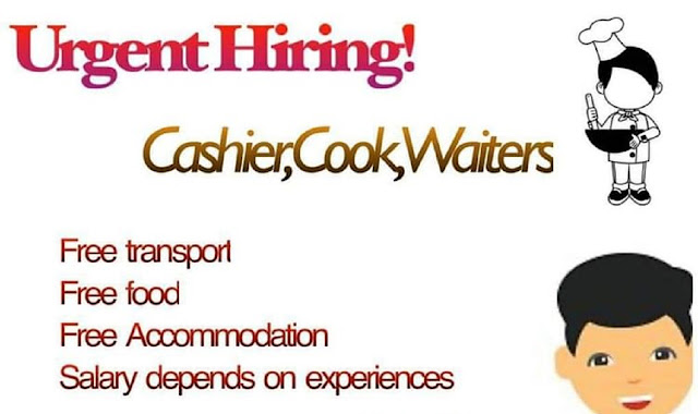 Urgent Hiring! Cashier,Cook, Waiters Salary depends on experiences : Kuwait