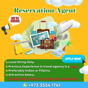 Reservation Agent WE'RE HIRING APPLY NOW! Preferably Indian or Filipino in Bahrain