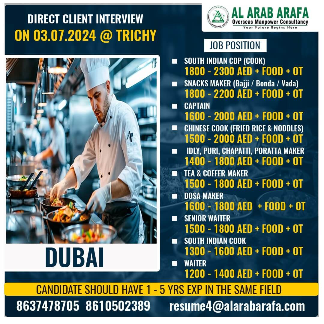 Dubai Jobs Direct Client Interview on 03-07-2024 at Trichy