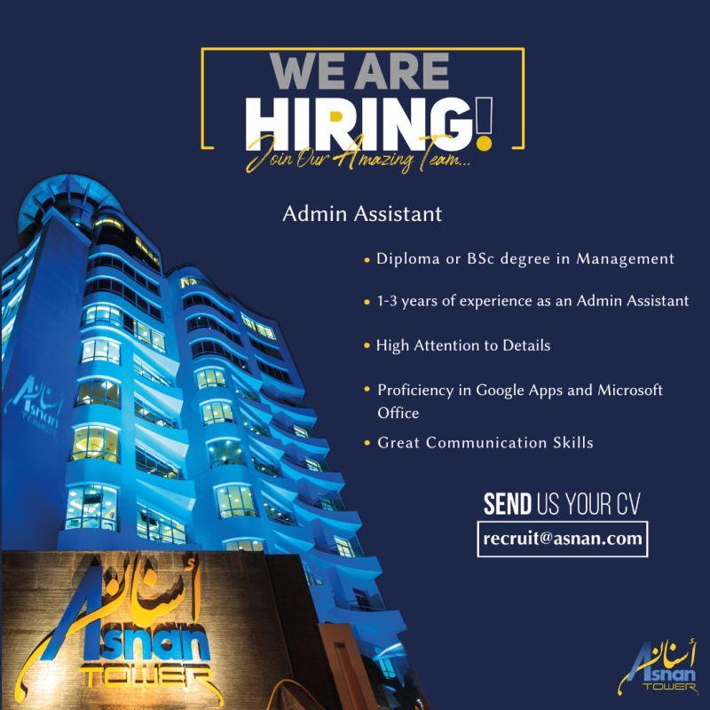 Kuwait Asnan Tower Hiring Admin Assistant