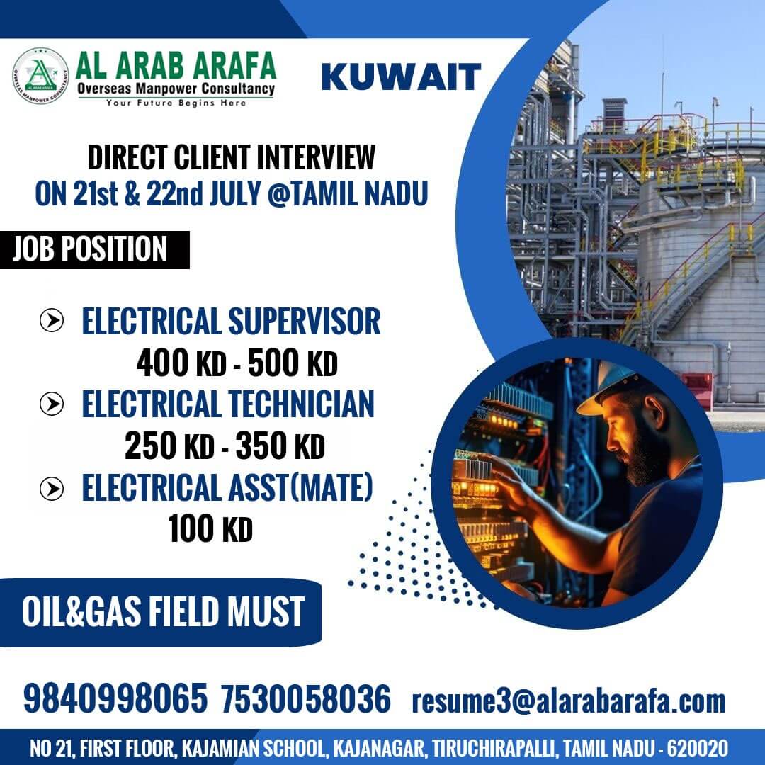 Kuwait Client Interview at Chennai on 21st, 22nd July 2024