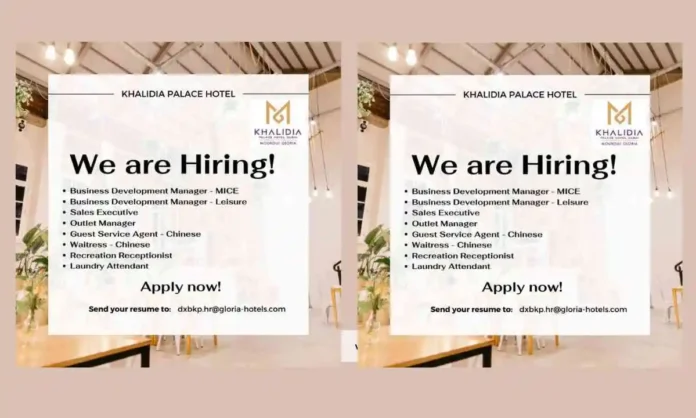 Dubai Khalidia Palace Hotel Job July 2024