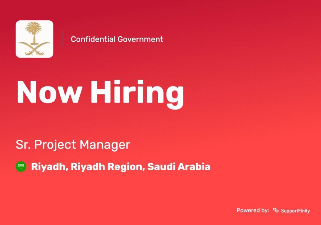 SAUDI Hiring Sr. Project Manager Aug - 2024