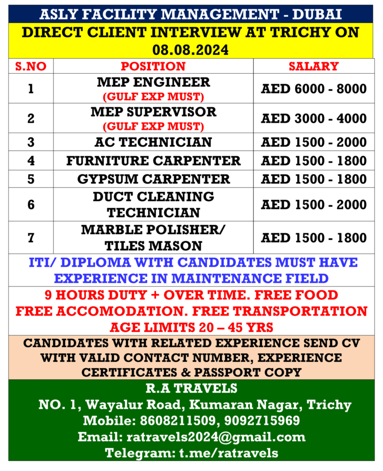 Dubai Asly Facility Client Interview on 08.08.2024 at Trichy