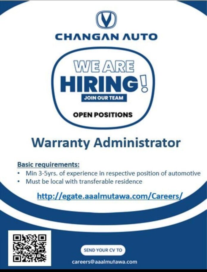 Kuwait Changan Auto is Hiring Sep - 2024