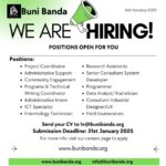 Kenya BUNI BANDA Hiring Following Positions, Application Deadline is 31st January 2025.