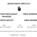 Kuwait Nejoud Restaurant Management is Hiring Recruitment Open day on Tuesday 4th Feb 2025 Time 9:00am to 1:00pm.