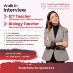 Dubai Gulf Indian High School Hiring Walk-in-Interview on Monday 10th Feb-2025 Time: 8:00 Am to 11:30 AM.