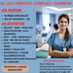 Saudi Arabia, Dammam Al Lulu Medical Complex Hiring Nurses Specialist Client Interview Soon at Chennai.