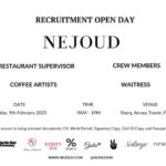 Kuwait Nejoud Restaurant Management Company Recruitment Open Day on Sunday 9th Feb-2025 Time:9am to 1pm