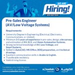 Pre-Sales Engineer Jobs in Kuwait | AV & Low Voltage Systems Engineer Hiring 2025 | aDawliah Electronics Careers