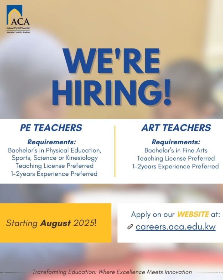aca kuwait teaching opportunities – pe & art teachers needed 2025