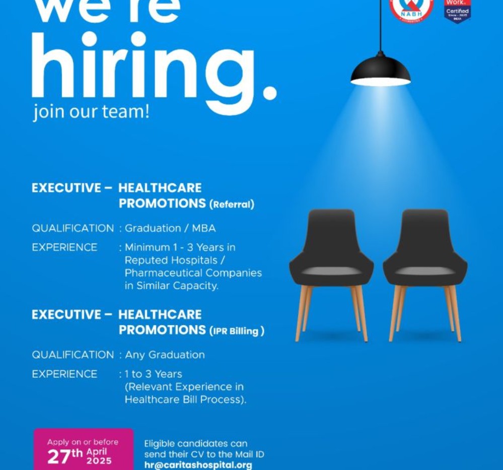 urgent hiring: kottayam healthcare jobs walk-in april 27, 2025