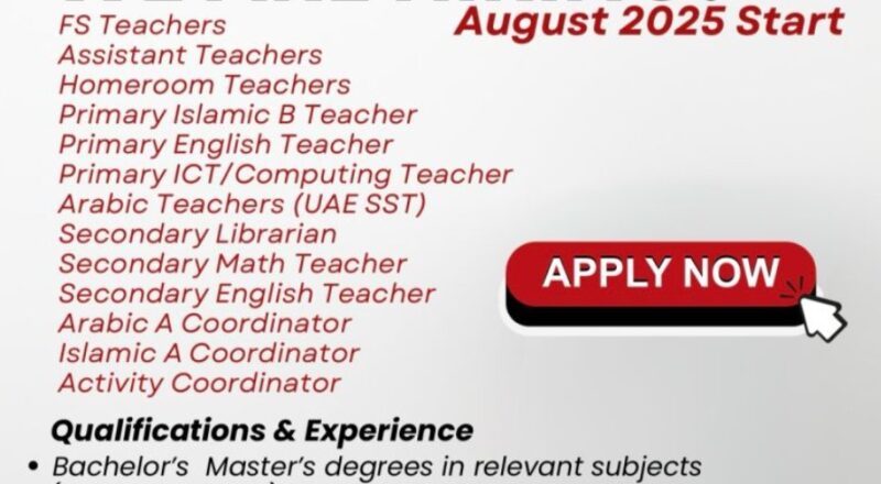 oxford school uae teaching jobs – secure your spot august 2025