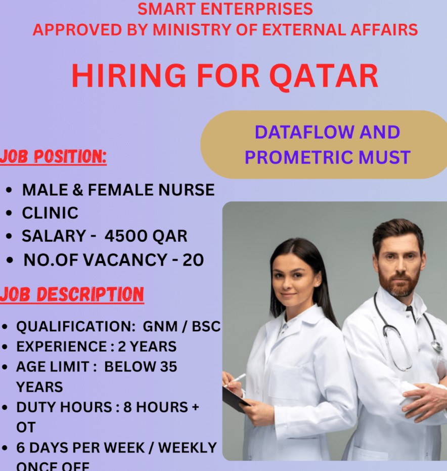 urgent qatar nursing jobs – smart enterprises walk-in chennai 2025 apr