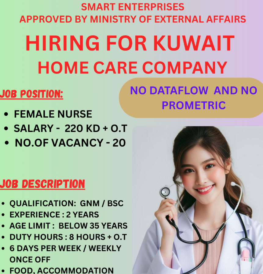 secure kuwait female nurse jobs april 2025 - smart enterprises chennai hiring now