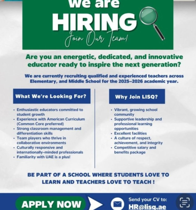 uae teaching jobs 2025-2026 – lisq seeking inspired school teachers today!