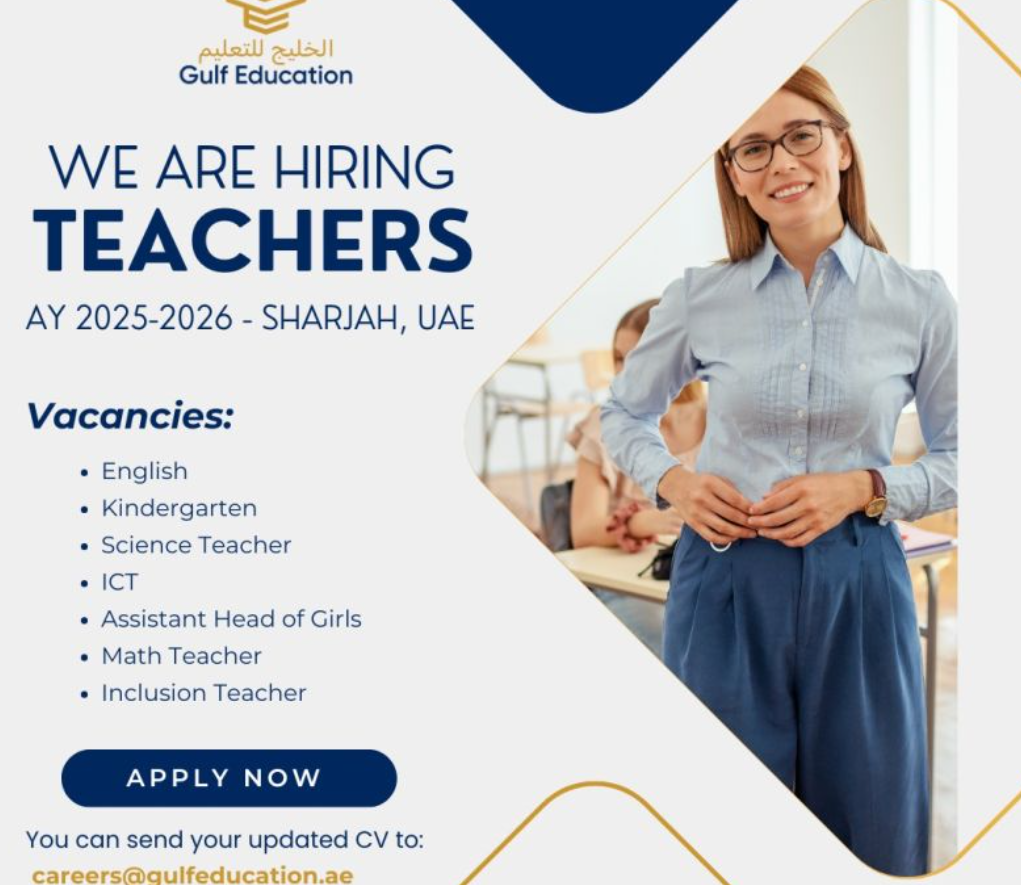 gulf education uae hiring now – top sharjah teaching jobs 2025 - 2026