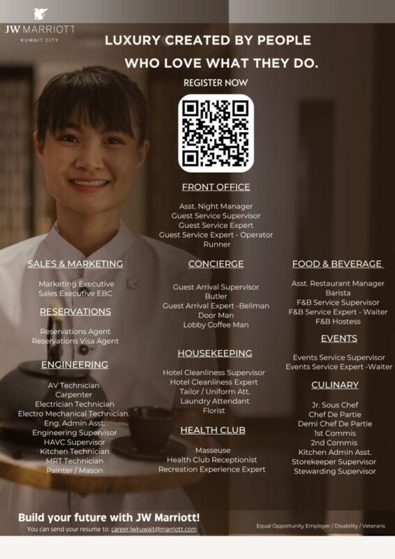 JW Marriott Kuwait City Open Day Interview – May 22, 2025 | Top Hospitality Job Vacancies