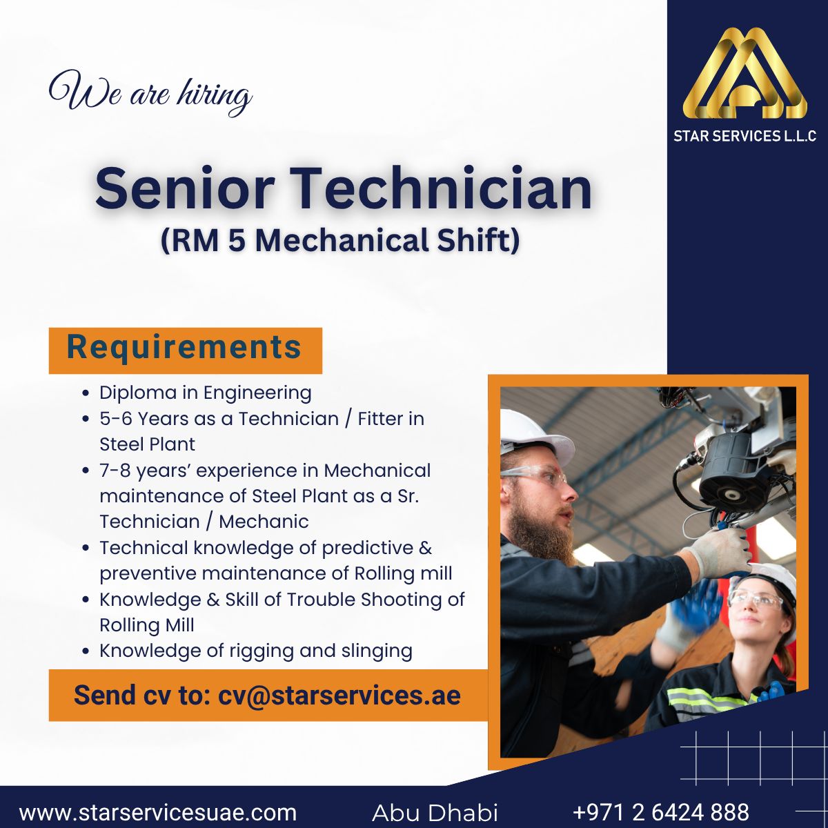 Explore 7 Key Senior Technician Jobs at Star Services UAE – Interviews Ongoing