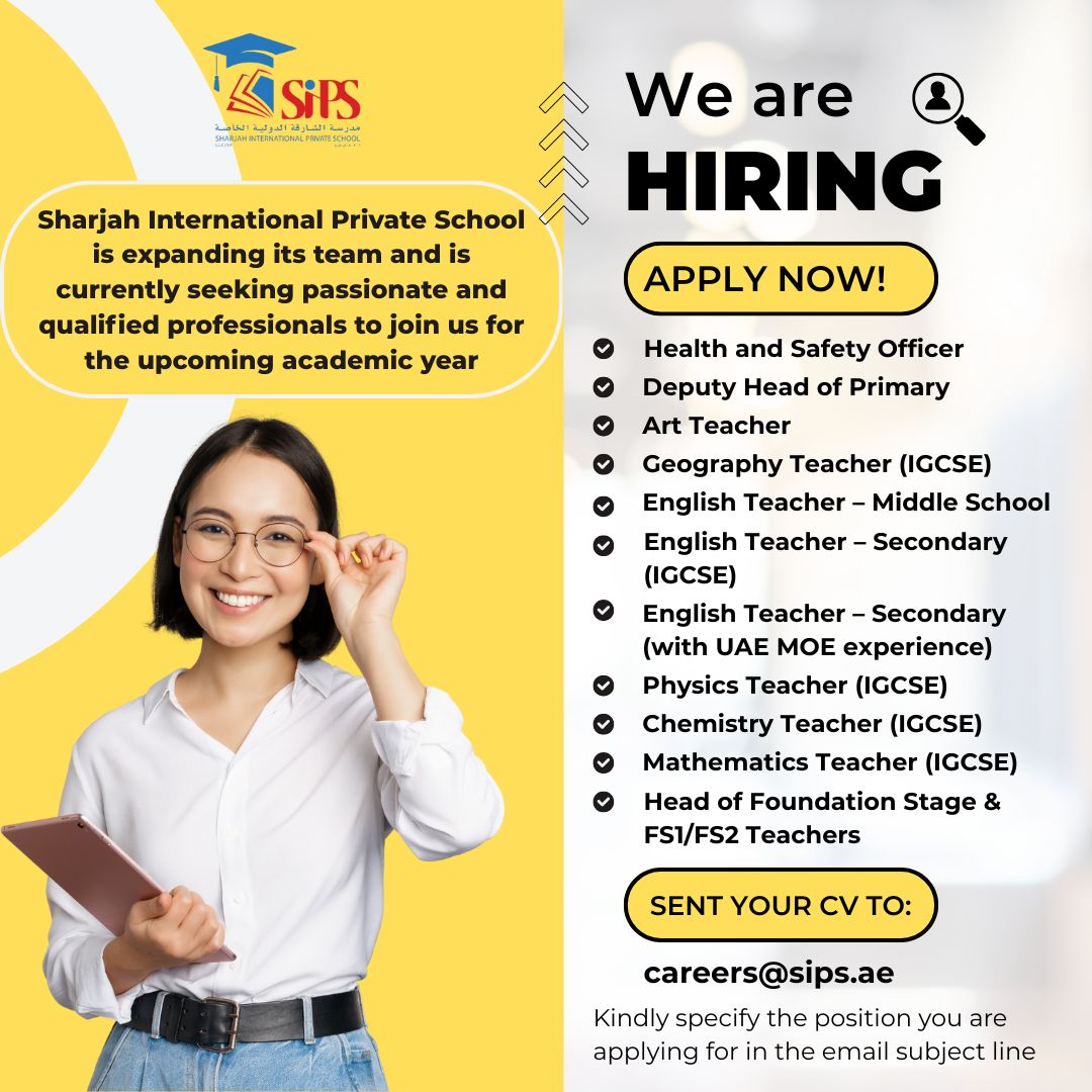 Exciting Sharjah International School Teaching Vacancies 2025