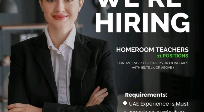 Top 11 Homeroom Teacher Jobs in UAE – Apply Now via AS Consultancy