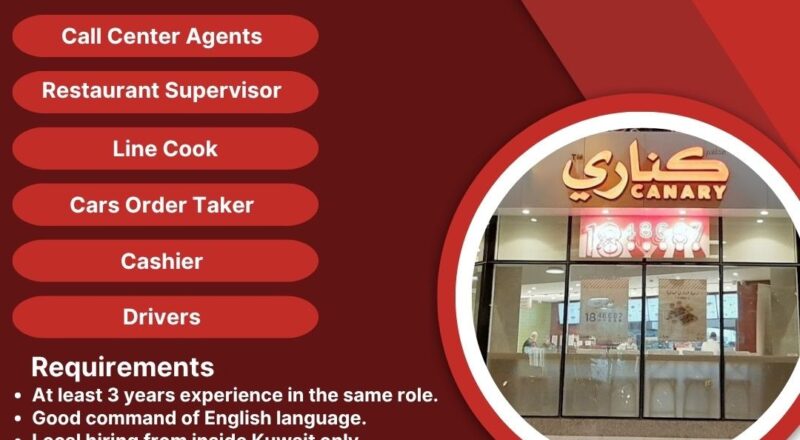 Canary Restaurants Job Vacancies in Kuwait 2025