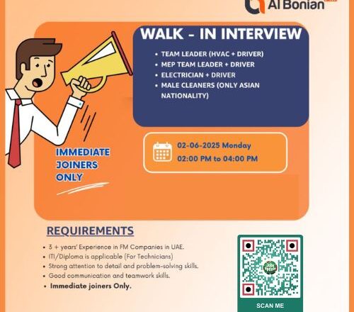 Al Bonian FM Dubai Careers 2025 Walk-In Interview – Facility Management Jobs in UAE