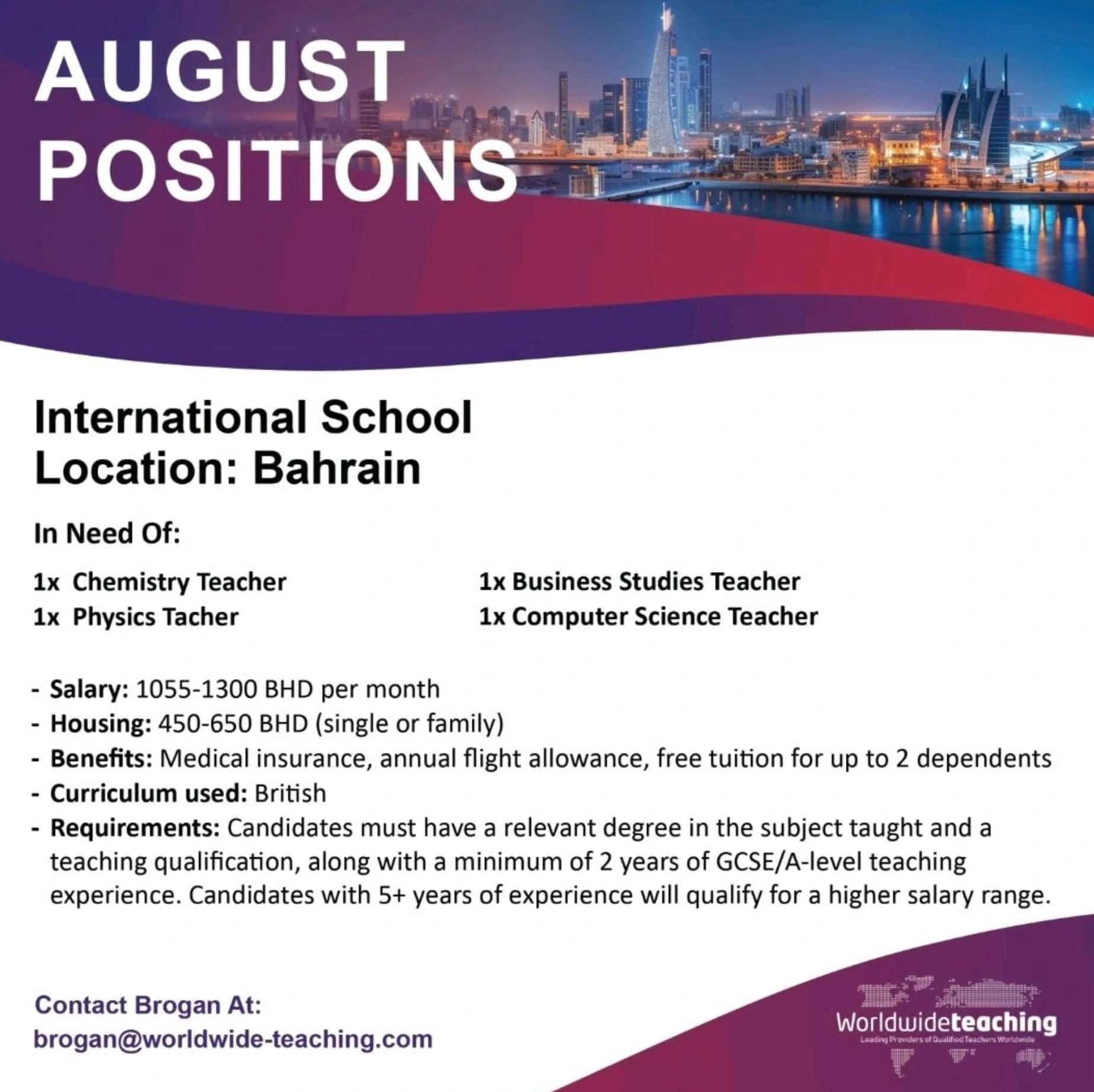 exciting teaching jobs in bahrain – british curriculum school openings 2025