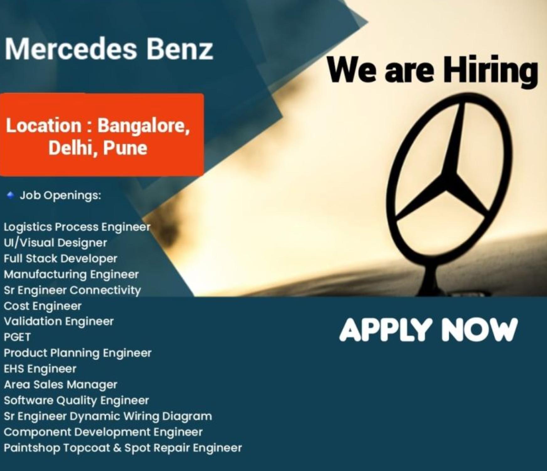 Exciting Engineering Jobs Bangalore, Pune & Delhi at Mercedes-Benz India – May 2025