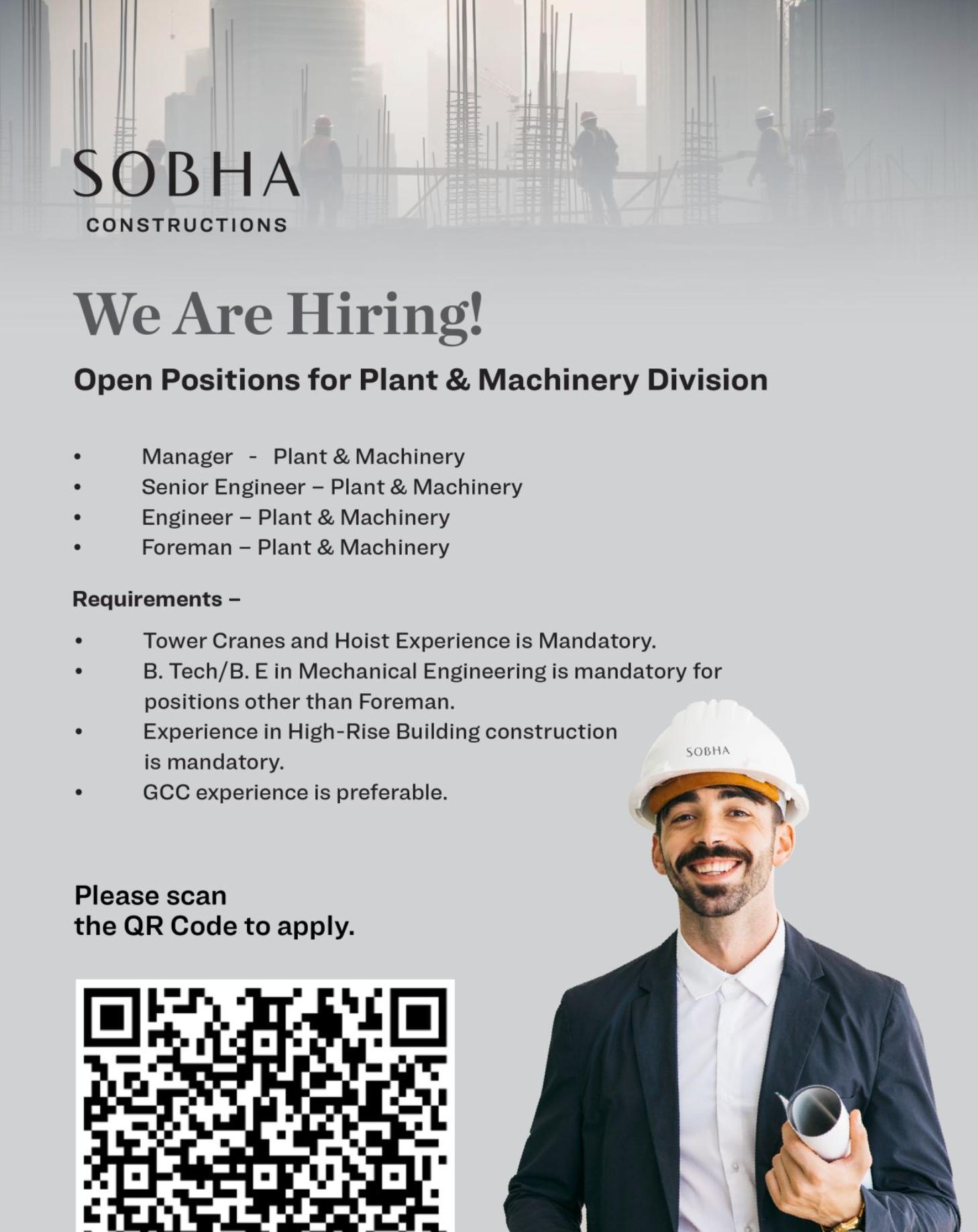 Sobha Constructions Careers – Top Plant & Machinery Jobs 2025 Open Now