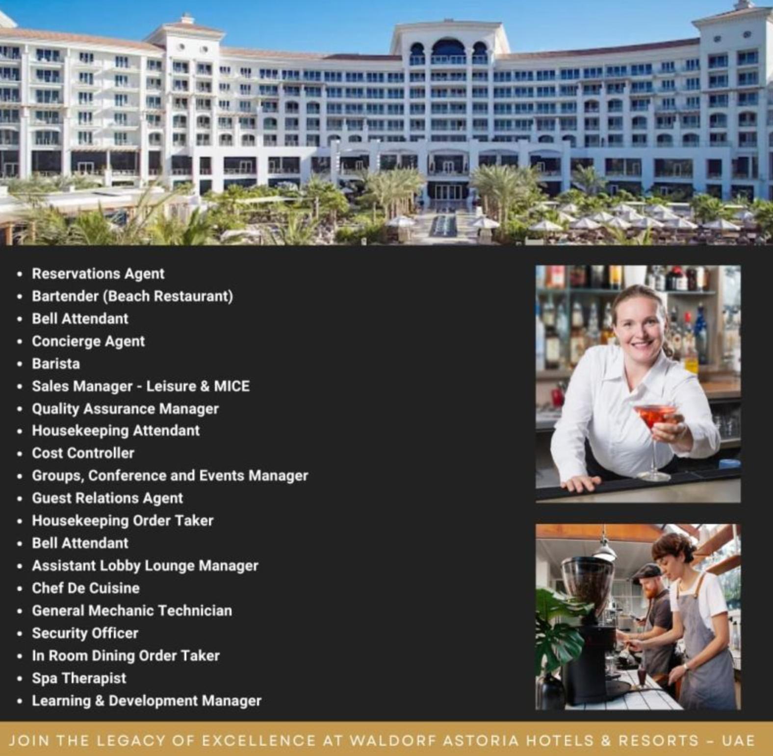 Unlock Waldorf Astoria Careers – Top Hotel management jobs Dubai May 2025