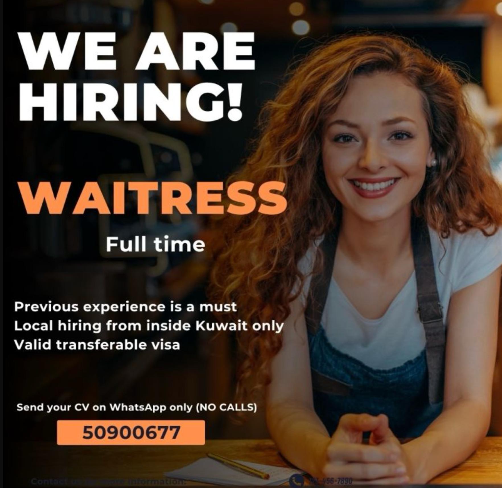 restaurant jobs in kuwait – hiring full-time waitress may 2025 | apply now