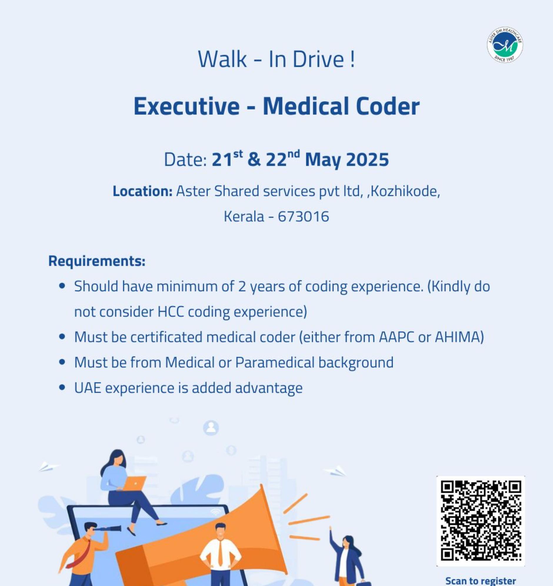 join medical coder jobs in calicut – aster dm walk-In drive may 2025