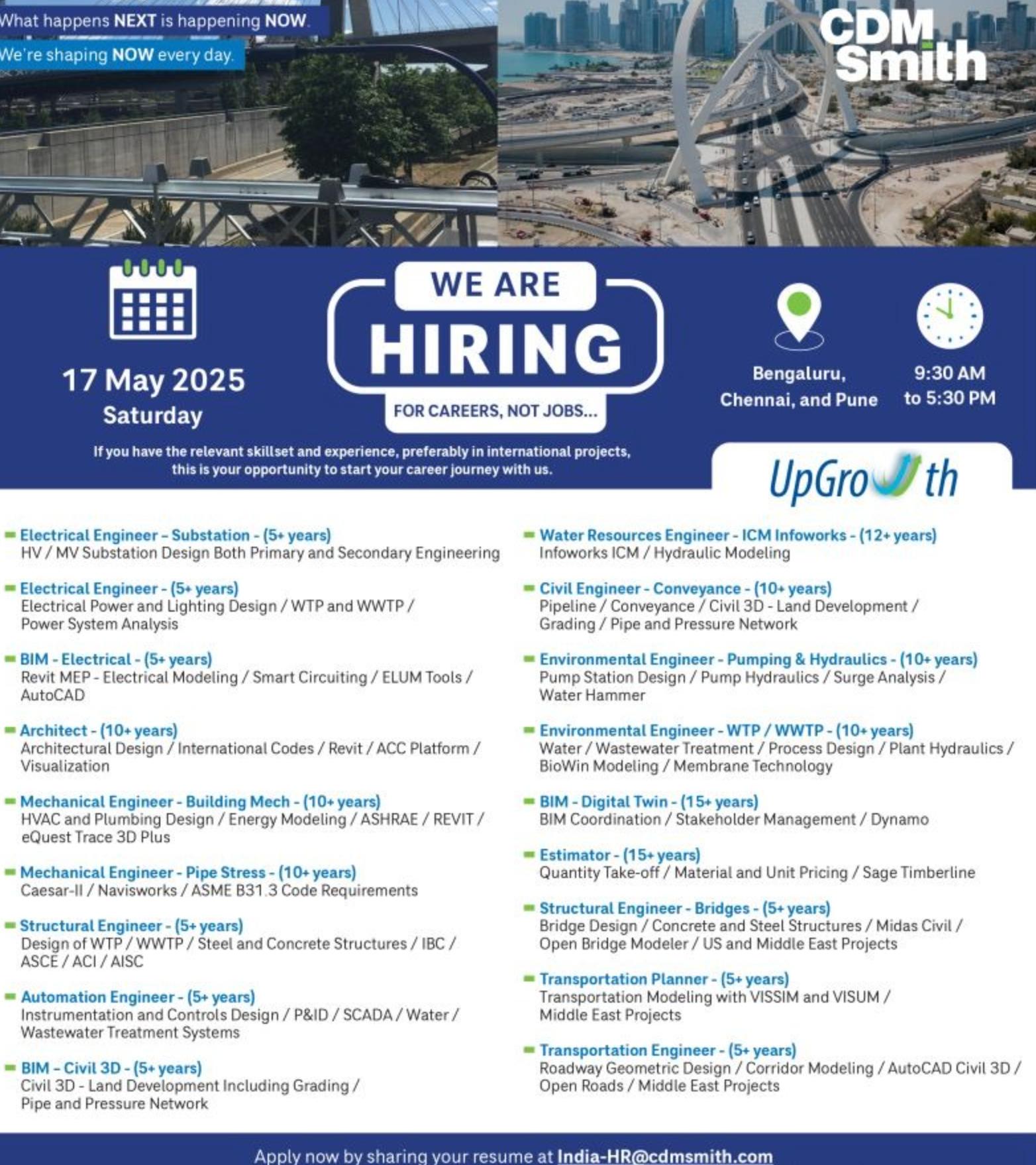 join cdm smith careers india – civil engineer jobs chennai, bengaluru walkin | 17 may