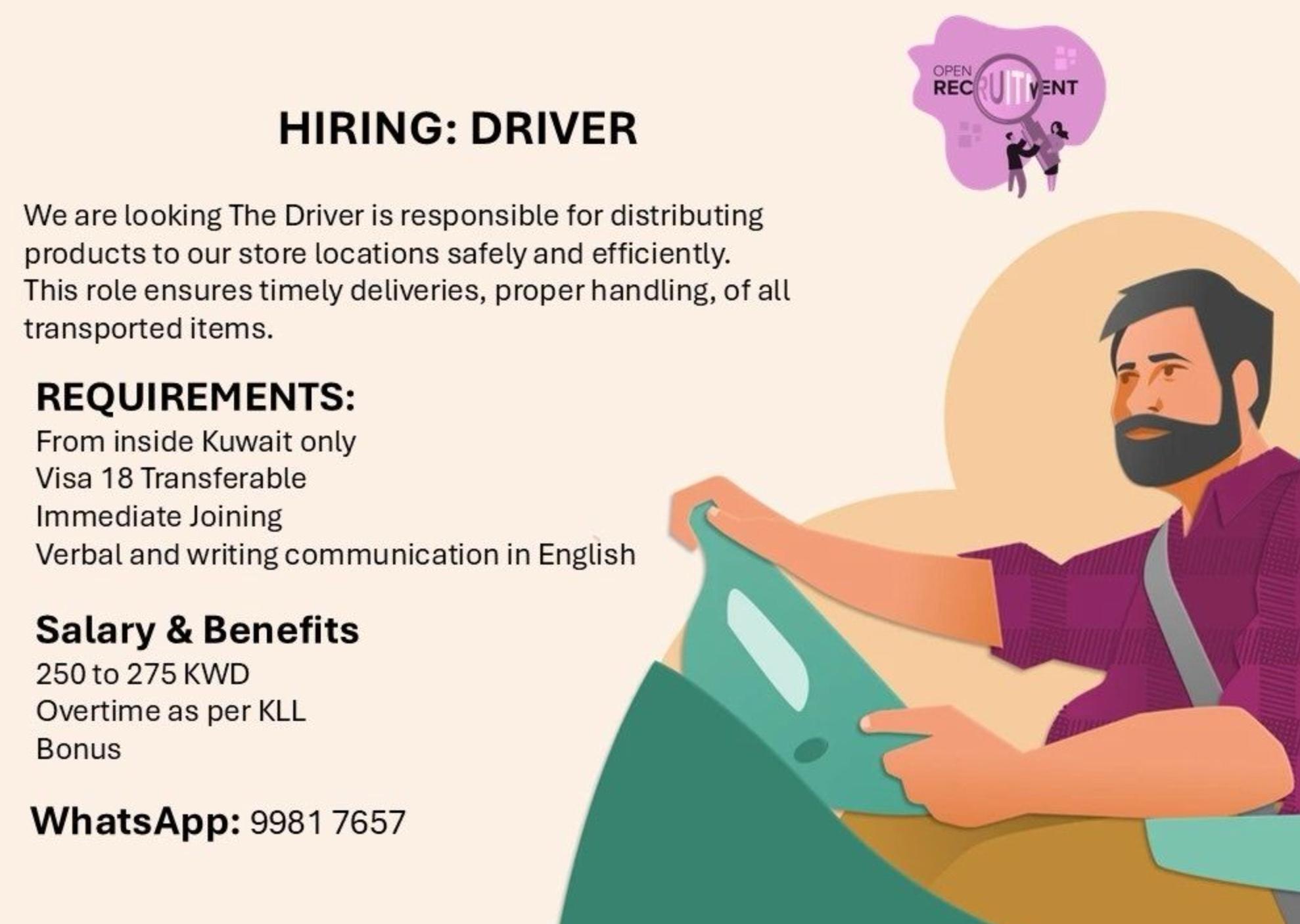 exciting driver jobs in kuwait – apply with visa 18 by may 2025