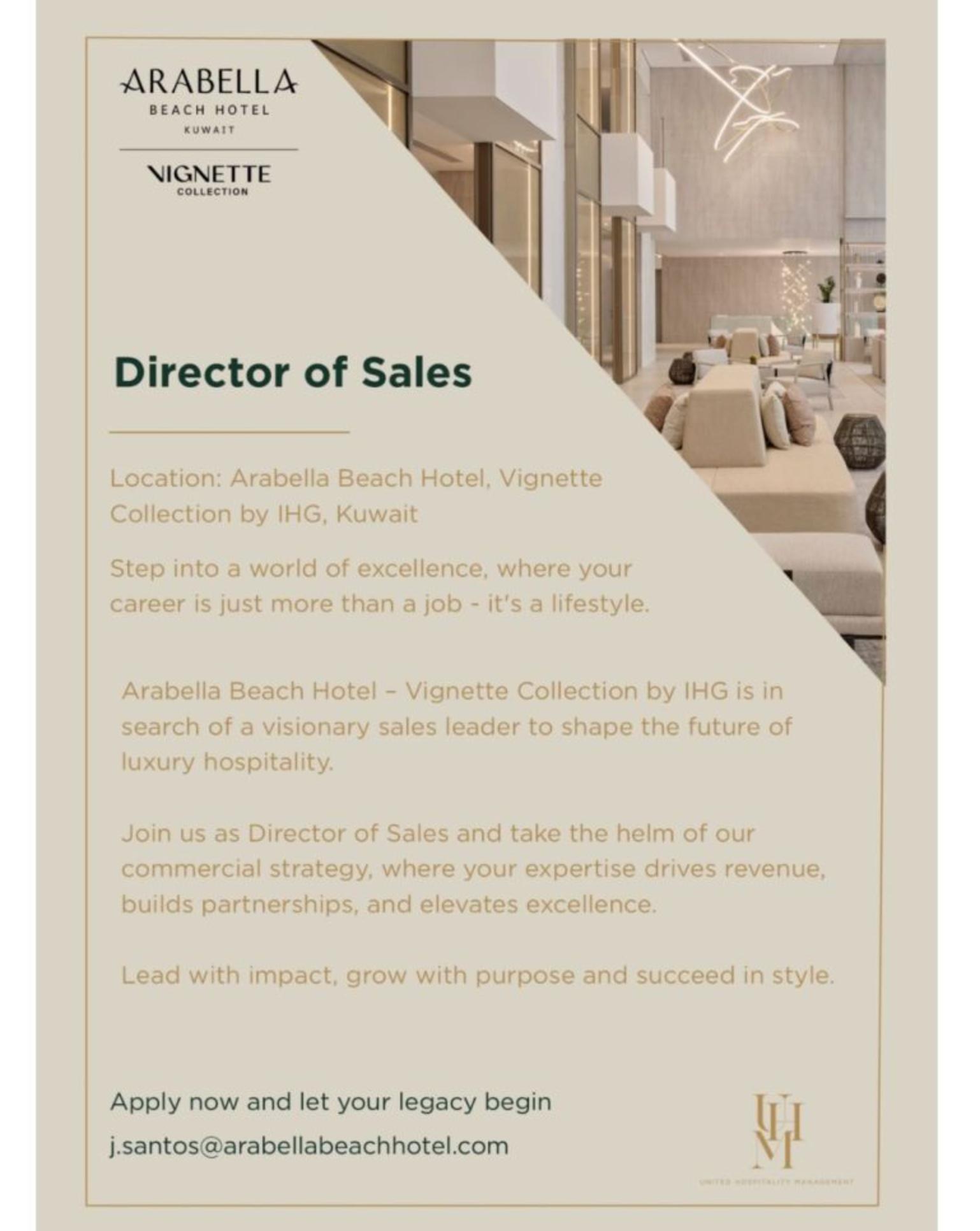 join arabella beach hotel – elite director of sales jobs in kuwait | may 2025