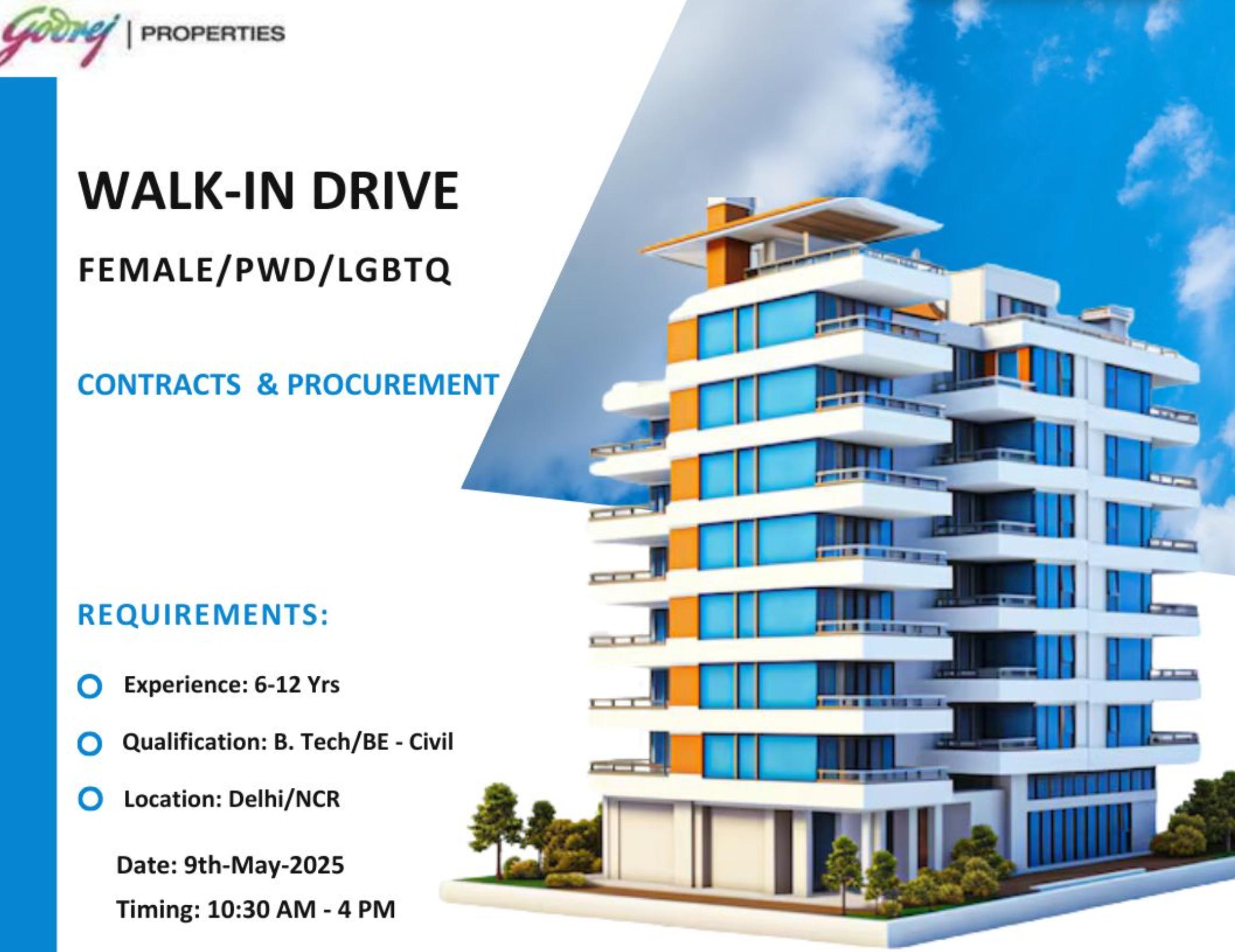 godrej properties top civil engineering jobs in delhi ncr – walk-In at gurgaon, may 9
