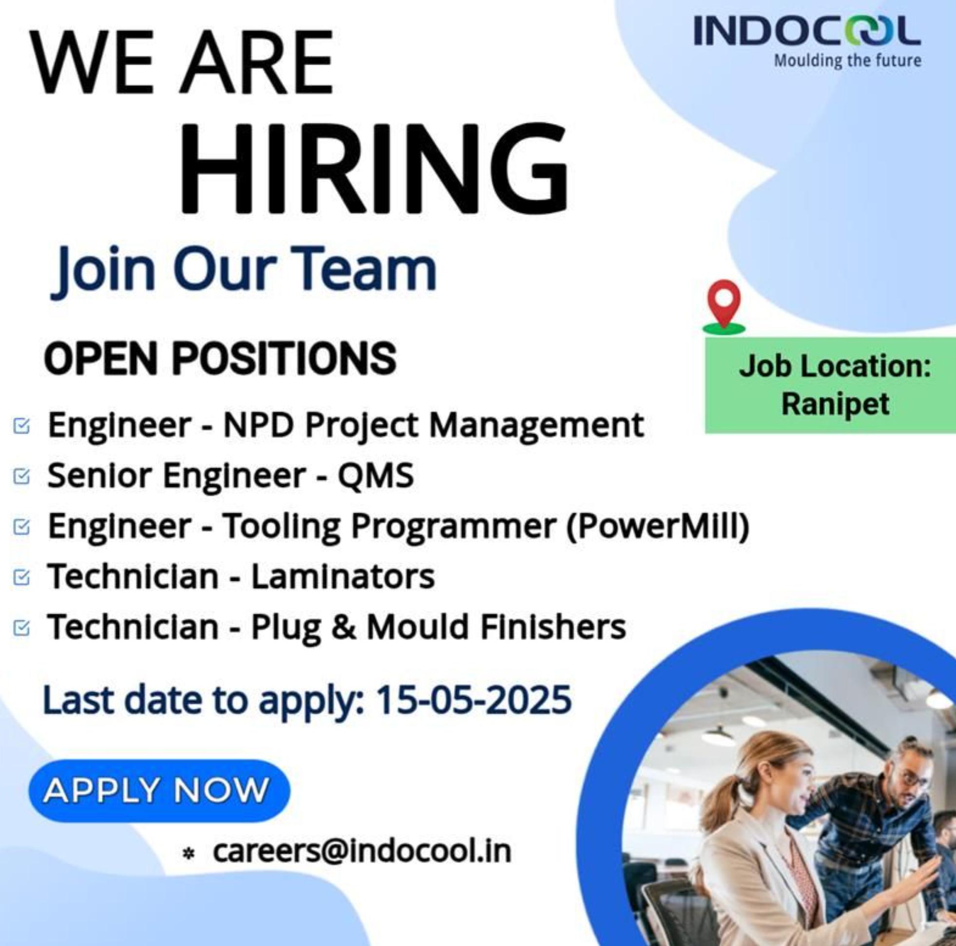 apply now at indocool composites engineering jobs in ranipet – 15 may 2025
