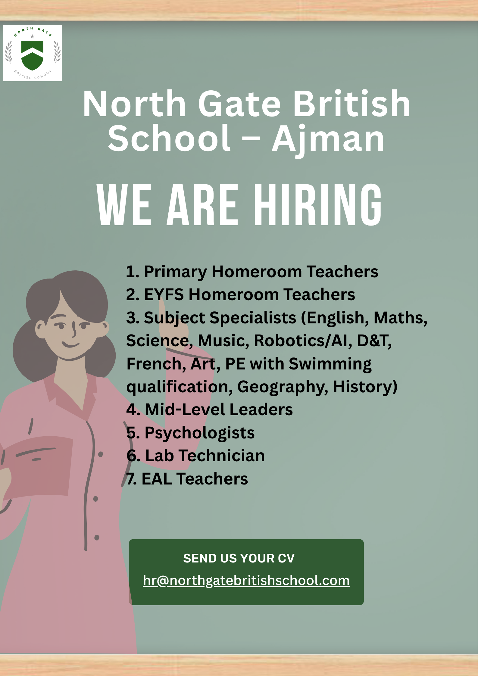 12 Urgent North Gate British School Jobs for 2025–2026 | British Curriculum Teacher Roles in Ajman