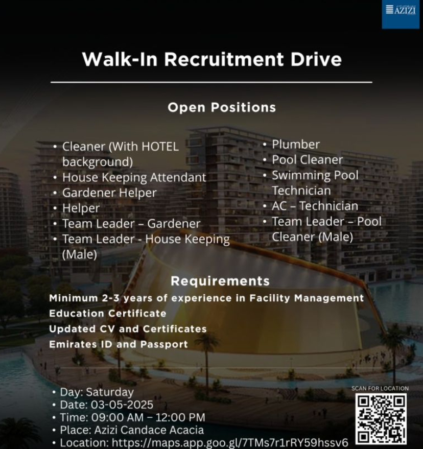 azizi developments jobs dubai 2025 – walk-In drive on 3rd may!