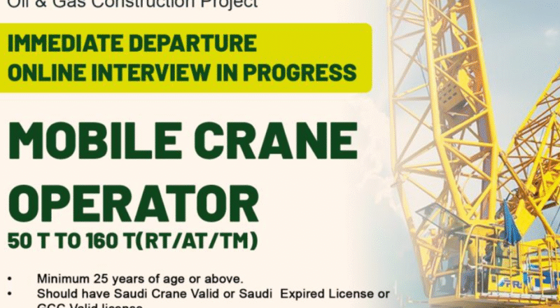 saudi mobile crane operator jobs may 2025 open now - seagull hiring at chennai