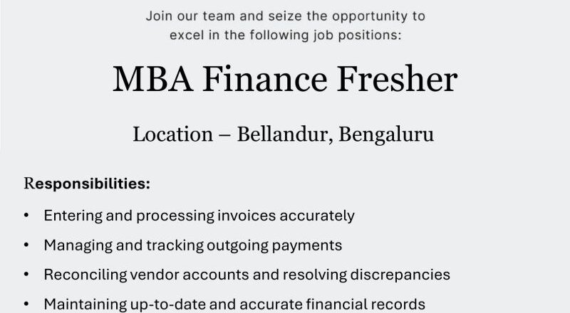 📢 Exciting Opportunity: MBA Finance Fresher Job at Sobha, Bengaluru