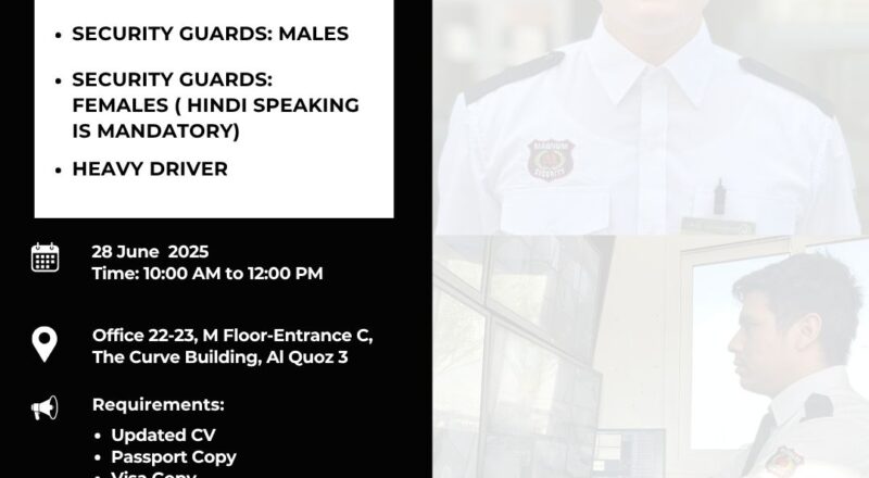 Magnum Security Walk-in Interview Dubai | SIRA Certified Guards & Drivers, 28th June 2025