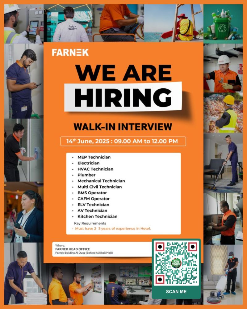 π₯ Farnek Services LLC Job Vacancies in Dubai 14th June 2025 π₯