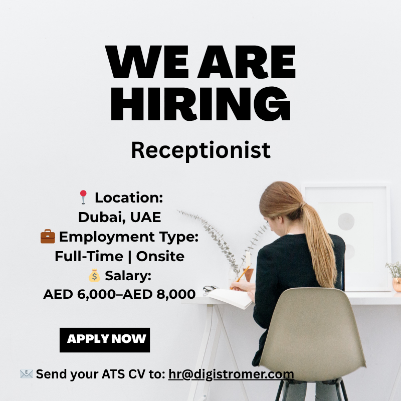 Exciting Receptionist Job Vacancy in Dubai 2025 with High Salary